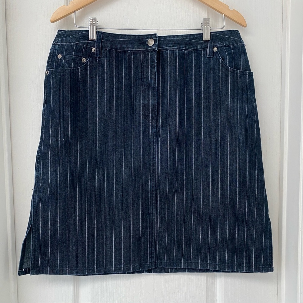 Vintage Cotton Ginny Denim Pinstripe Skirt – Size 13